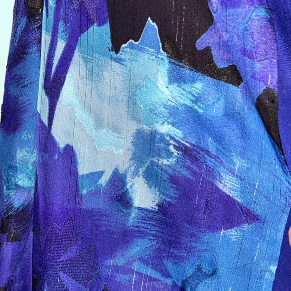 R & M Richards Navy Blue Floral Printed Sheer Jacket And Sheath Dress - Picture 8 of 16